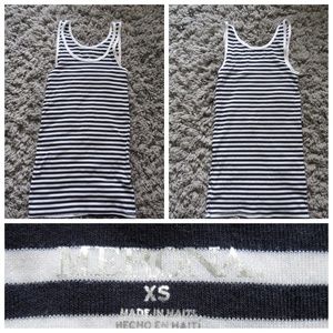 Navy blue and white striped tank